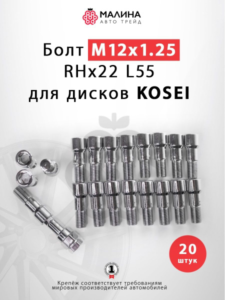 Болт колесный М12 х 1,25, 20 шт. купить по выгодной цене в интернет ...
