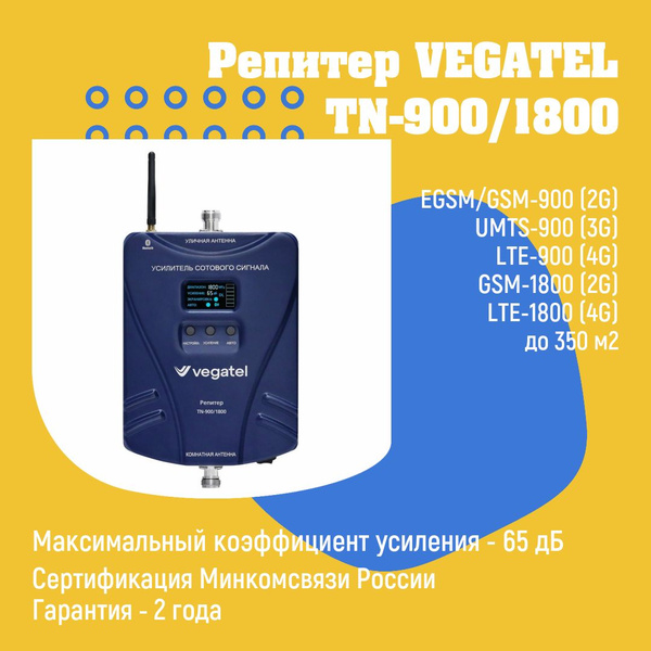 Усилитель сотовой связи 4G 3G 2G VEGATEL TN-900/1800 репитер - купить с ...