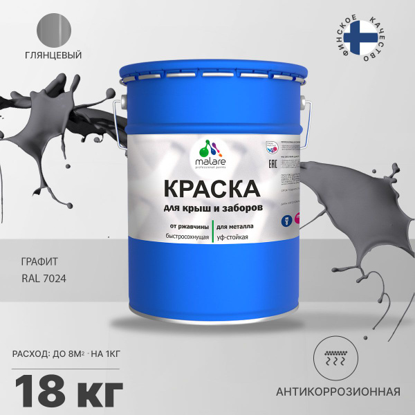 Краска Malare антикоррозионная для металличекого забора и крыши ...