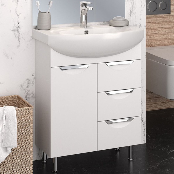 Тумба с раковиной в ванную ELEGANSE 65 с 3 ящиками / AQUA DE MARCO ...
