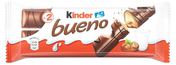 Хрустящие вафли Kinder Bueno в молочном шоколаде, 43 г, 10 шт - купить ...