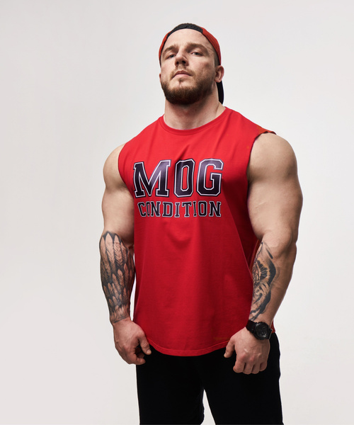 Футболка MASTER OF GAINS, размер 46, цвет красный, 95% хлопок 5% лайкры ...