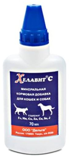 Хелавит С (Дельта) минеральная кормовая добавка для кошек и собак, 70 ...