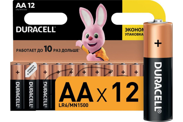 Батарейки щелочные (алкалиновые) Duracell Basic АА, 1,5В, 12шт ...