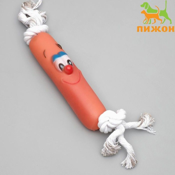 Игрушка на канате "Сосиска" для собак, 30 см (сосиска 14 см) - купить с ...