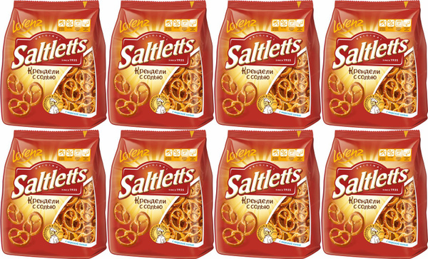 Крендельки Saltletts Lorenz с солью классические, комплект: 8 упаковок ...