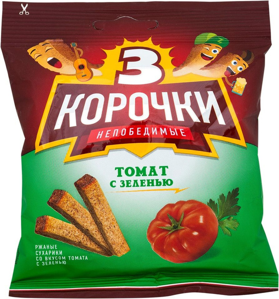 Сухарики Три Корочки Томат с зеленью 40г - купить с доставкой по ...