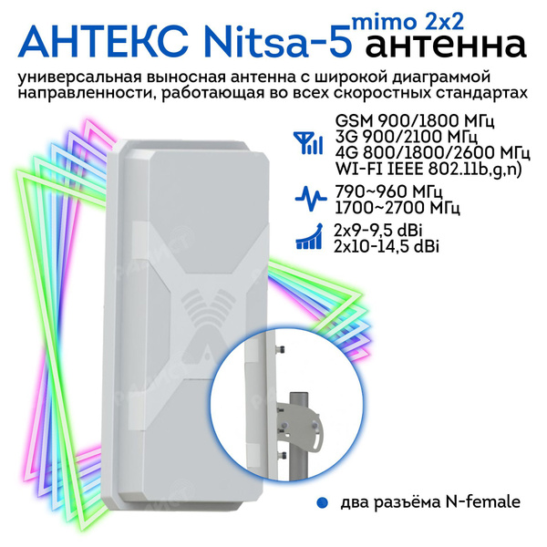 Выносная антенна Антекс Nitsa-5 MIMO 2x2 - (15dB, 790-2700MHz, N-type ...