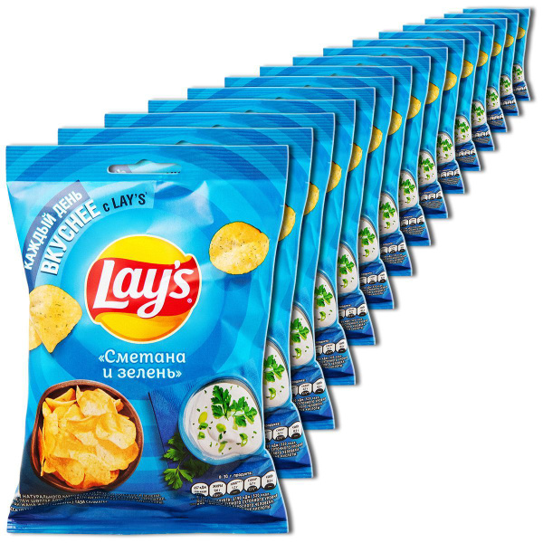Чипсы Lays "Сметана и зелень" 37 г (маленькая пачка), 15 шт. - купить с ...