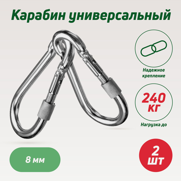 NERO Карабин альпинистский, длина: 8 мм, 2 шт - купить с доставкой по ...