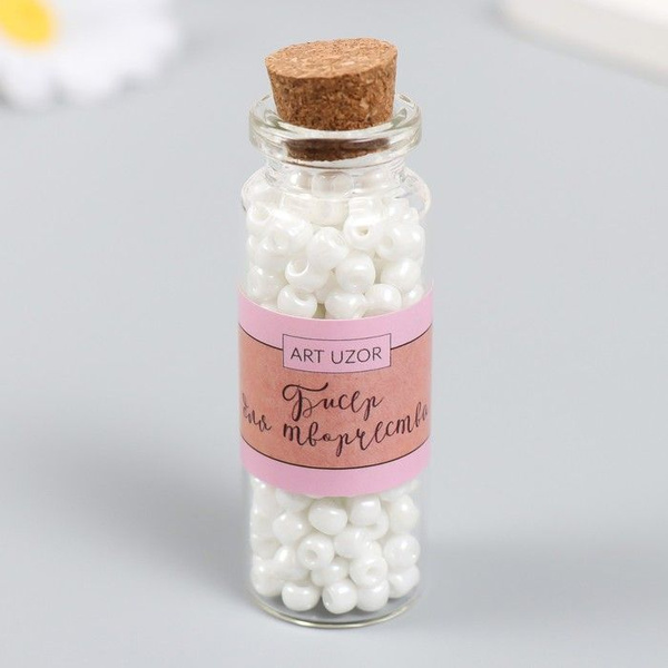 Бисер 6/0 в бутылочке "Облако" 20 гр керамический блеск 6х2х2 см ...