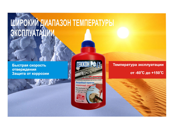 Герметик анаэробный Геккон РФ/1 (средней прочности) резьбовой фиксатор ...