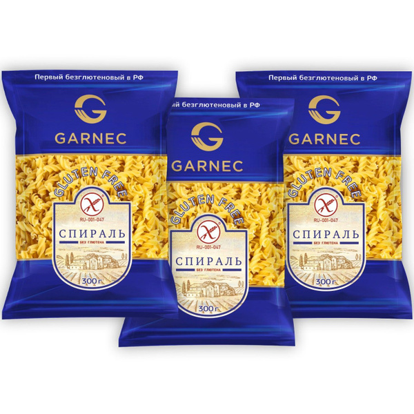 Макароны кукурузные без глютена: спираль GARNEC 300г х 3 шт - купить с ...