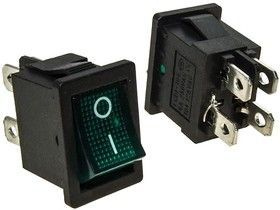 KCD1-201N-4-C3 G/4P on-off переключатель клавишный 5А 250В зеленый / 3 ...