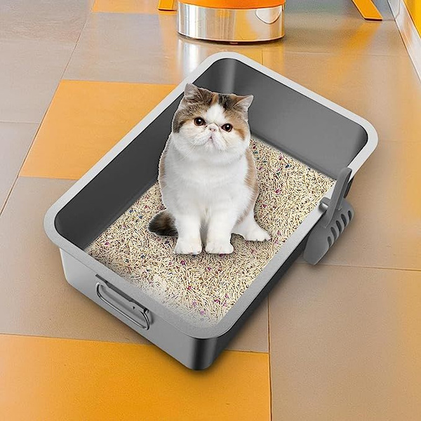 Кошачий лоток с высоким бортиком -кошачий туалет из нержавеющей стали ...