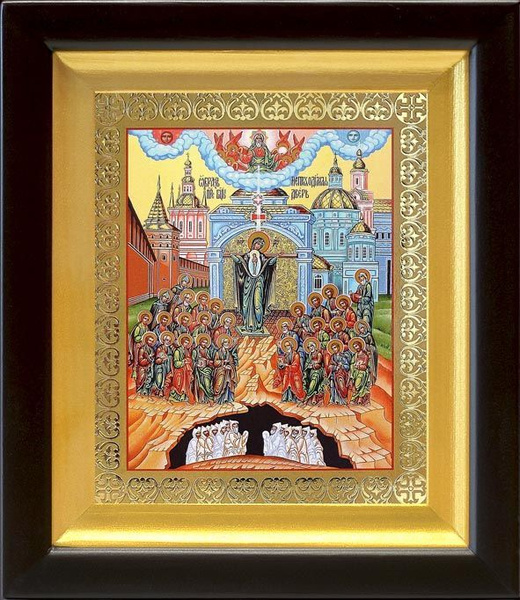 Икона Божией Матери "Непроходимая Дверь", в темном деревянном киоте 14 ...