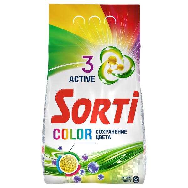 Порошок для машинной стирки Sorti "Color", 3кг купить на OZON по низкой ...