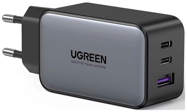 Сетевое зарядное устройство Ugreen USB A+2 USB C, 65 W, GAN Tech Fast ...