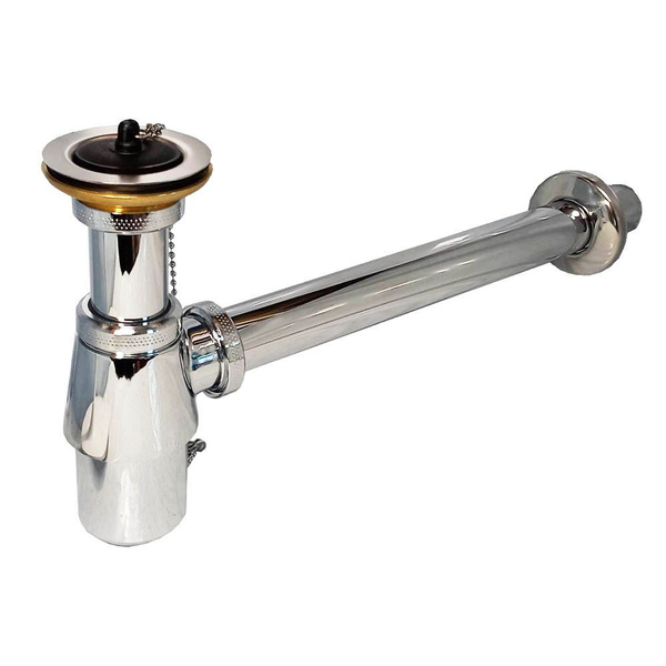 Сифон дизайнерский для раковины бутылочный металлический, ретро/хром ...