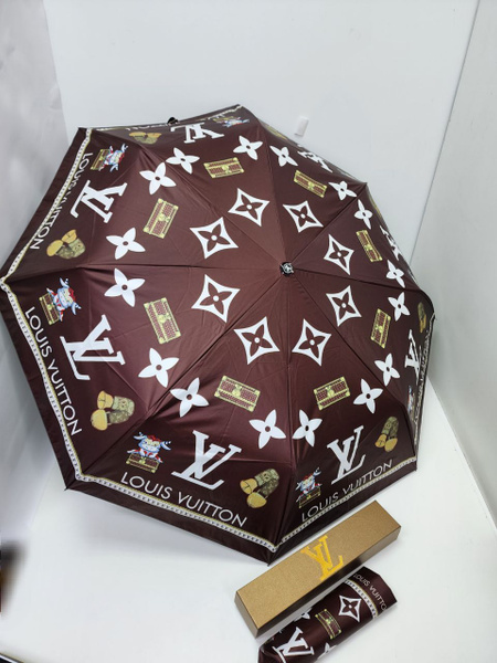 Зонт LV_shop, 2 сложения, темно-коричневый, белый купить по низкой цене ...