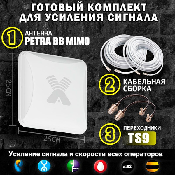 Комплект 3G 4G LTE Антенна Antex Petra BB Mimo + Кабельные сборки ...