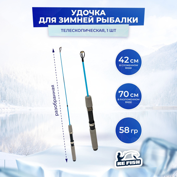 Мини удочка для зимней рыбалки, спиннинг телескопический 70 см - купить ...