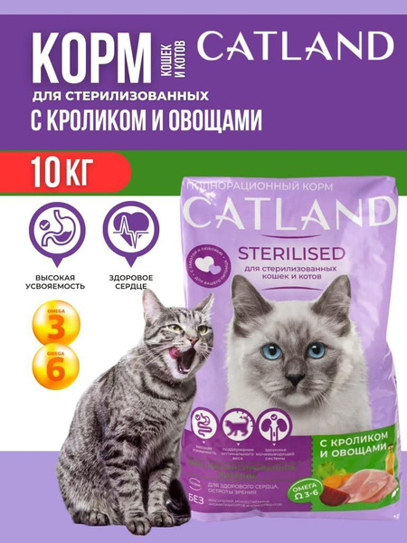 Сухой корм для стерилизованных кошек и котов CATLAND с кроликом и ...