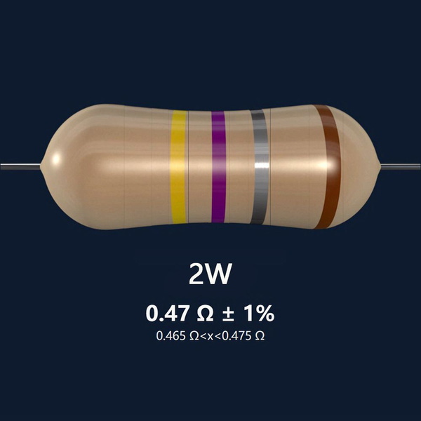 Металлопленочный резистор, номинал сопротивления 0.47 Ом, точность 1% ...
