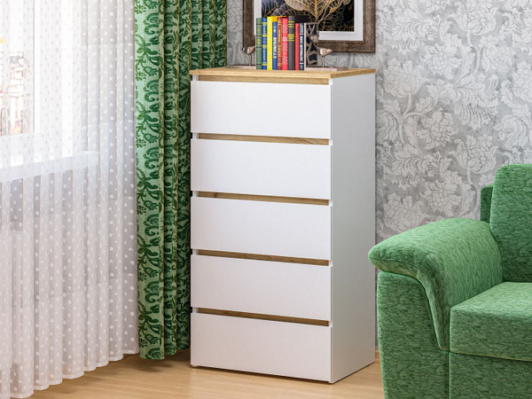 Комод Пирамида высокий узкий с ящиками К-29, 60x42x115 см, 5 ящ ...