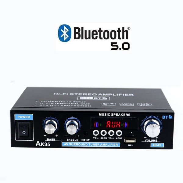 AK35 Аудио усилитель звука для колонок,2.1 двухканальный с Bluetooth 5. ...