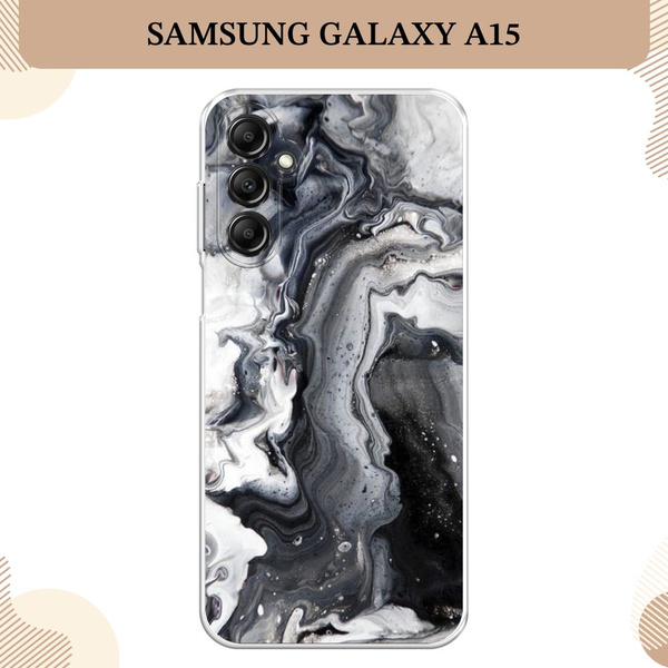 Силиконовый чехол на Samsung Galaxy A15 / Самсунг А15 Бело-черные ...