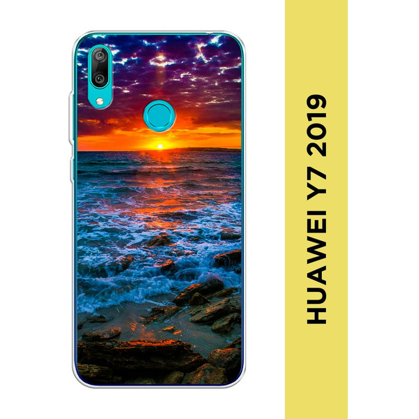 Силиконовый чехол на Huawei Y7 2019 / Хуавей Y7 2019 "Закат 1" - купить ...