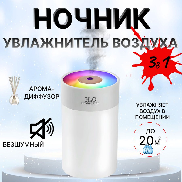 Увлажнитель воздуха с подсветкой белый / мини воздухоувлажнитель с ...
