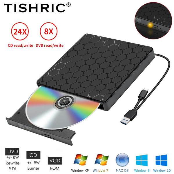 TISHRIC Внешний CD / DVD - накопитель USB 3.0 Type - C Проводной RW ROM ...