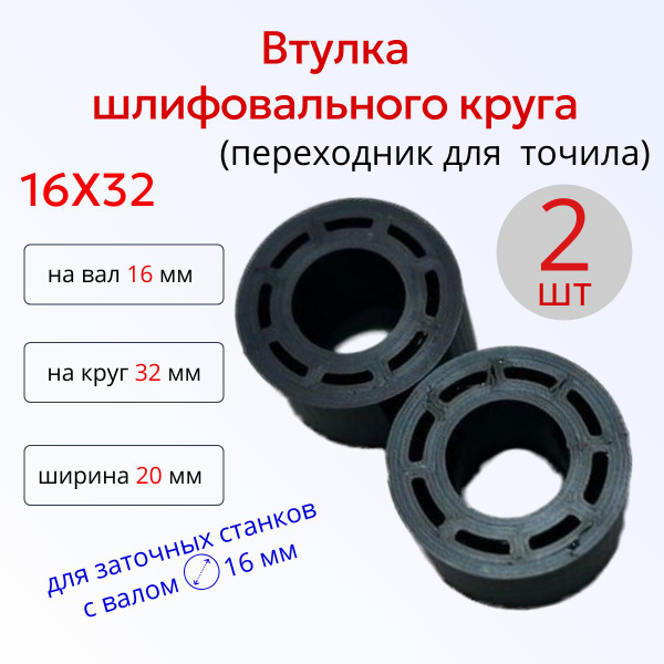 Втулка переходник шлифовального круга 16-32 к точилу, 2шт - купить с ...