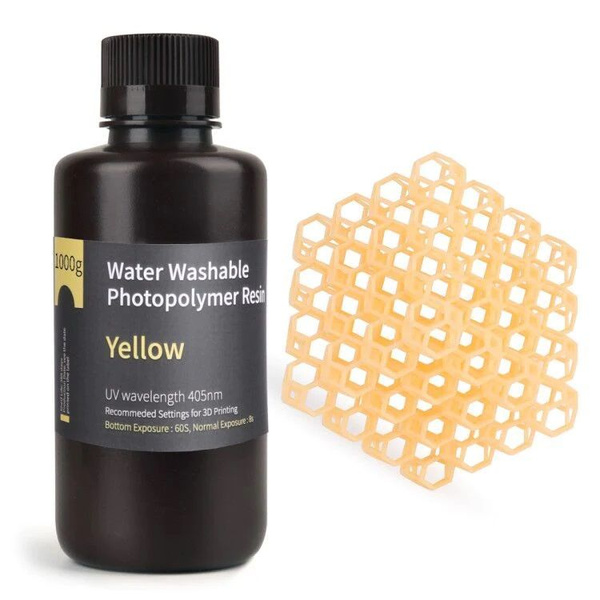 Фотополимерная смола Elegoo Water Washable Resin, желтая 1 л. - купить ...