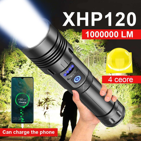 Светодиодный фонарик Super Zoom, 4 ядра, 100000 люмен, мощный фонарик с ...
