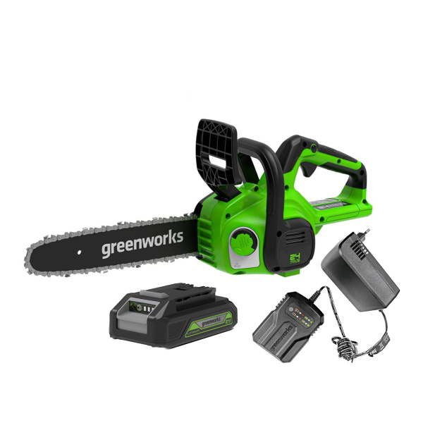 Цепная пила GREENWORKS G24CS25K2, аккумуляторная, 24В, 1*2Ач АКБ и ЗУ ...