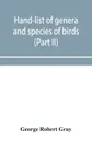 Hand-list of genera and species of birds. distinguishing those contained in the British Museum (Part II) Conirostres, Scansores, Columbae, and Gallinae - George Robert Gray