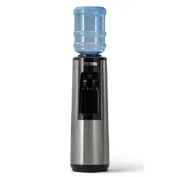 Модель цилиндрической формы, нержавейка (Серебристый с черными вставками). Краники "нажим чашкой". Крупногабаритный   ...