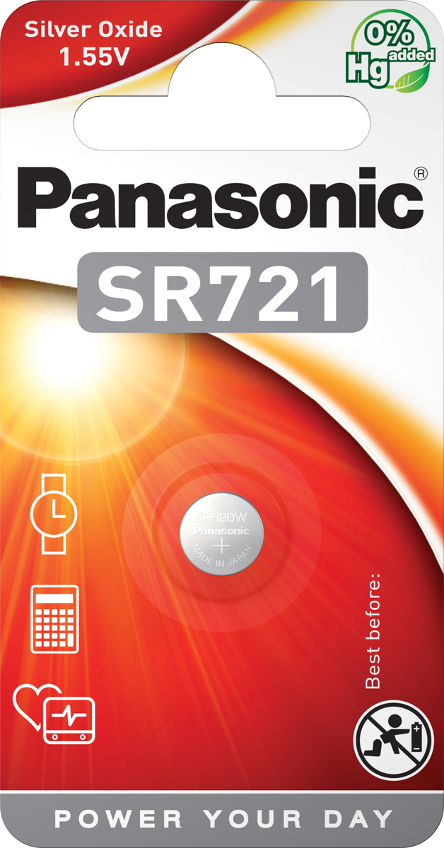 Батарейка Panasonic Silver Oxide SR-721EL/1B, дисковая серебряно-оксидная