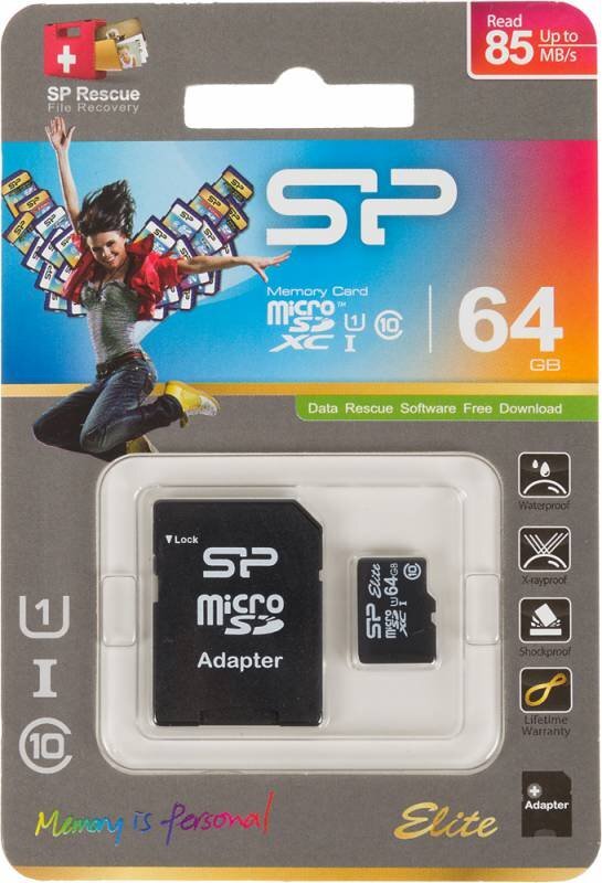 фото Карта памяти MicroSD 64GB Silicon Power Class 10 Elite UHS-I + SD адаптер