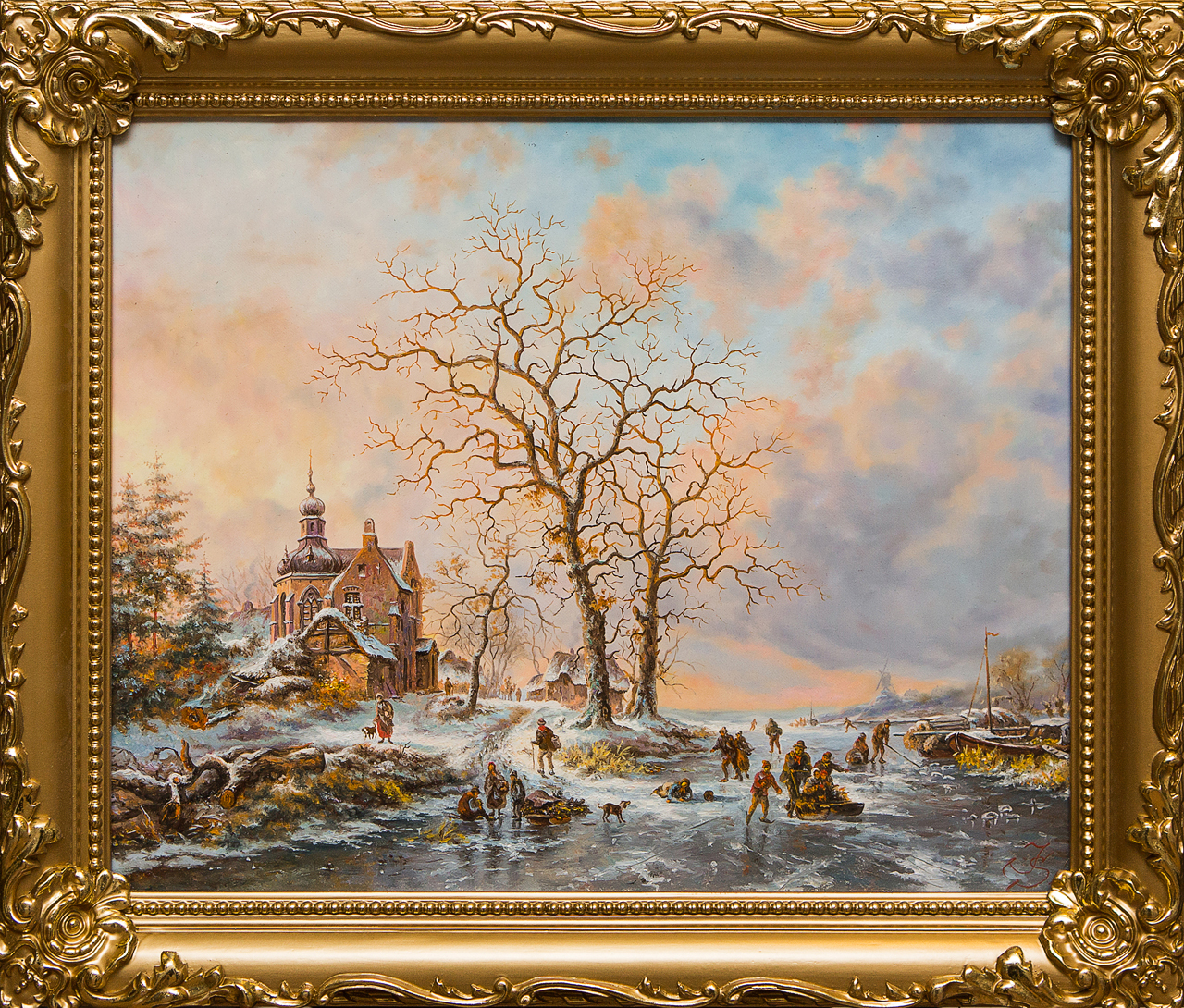 фото Картина маслом "Зима в Голландии" Якущенко