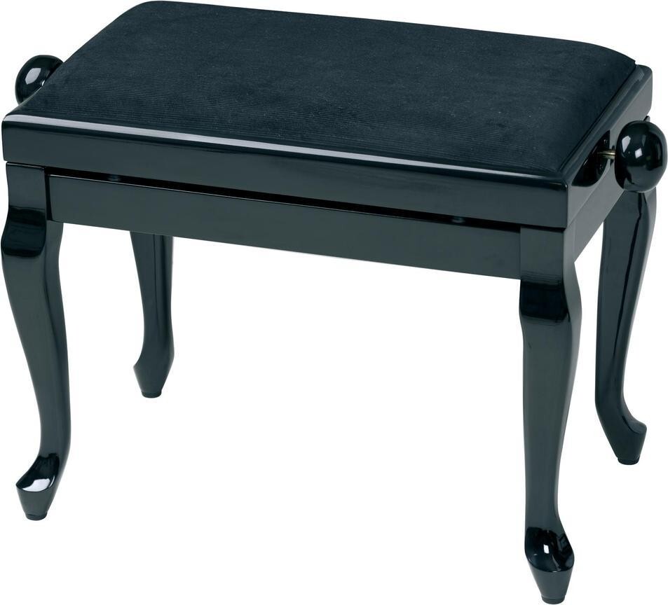 фото GEWA Piano Bench Deluxe Classic Black Highgloss 130330 - банкетка черная глянцевая гнутые ножки верх черный