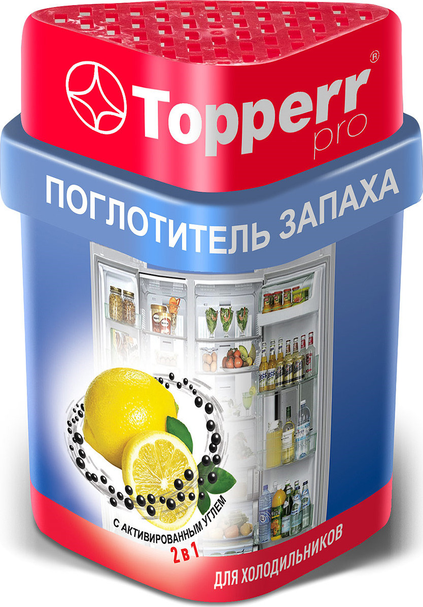 фото Ароматизатор для холодильника Topperr 2 в 1, с активированным углем, лимон, 190 г