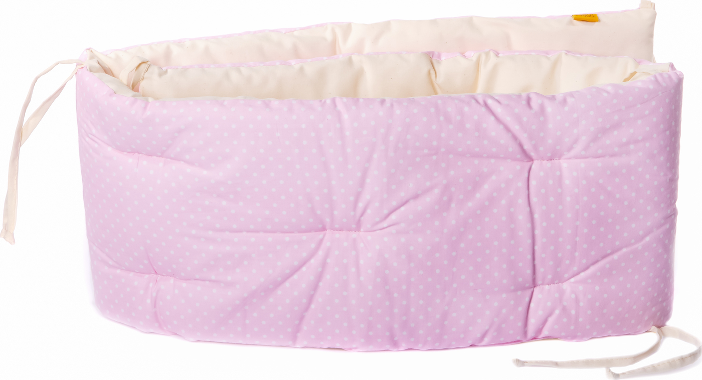 фото Бортик в детскую кроватку HoneyMammy 180x25 см (Dots Pink)