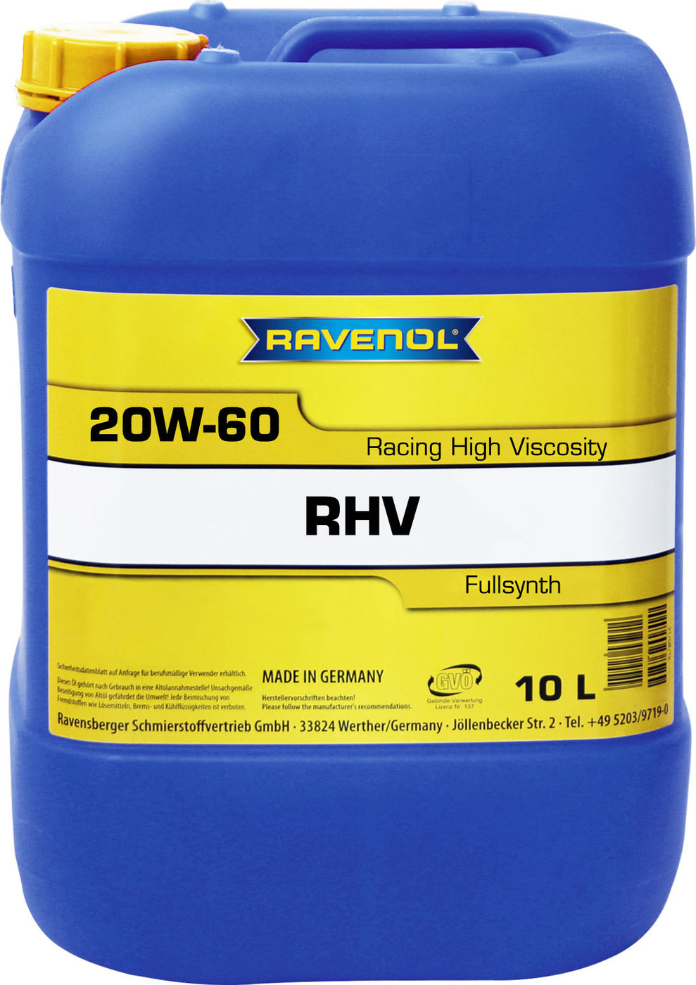 фото Моторное масло RAVENOL RHV Racing High Viscosity SAE 20W-60 (10л)