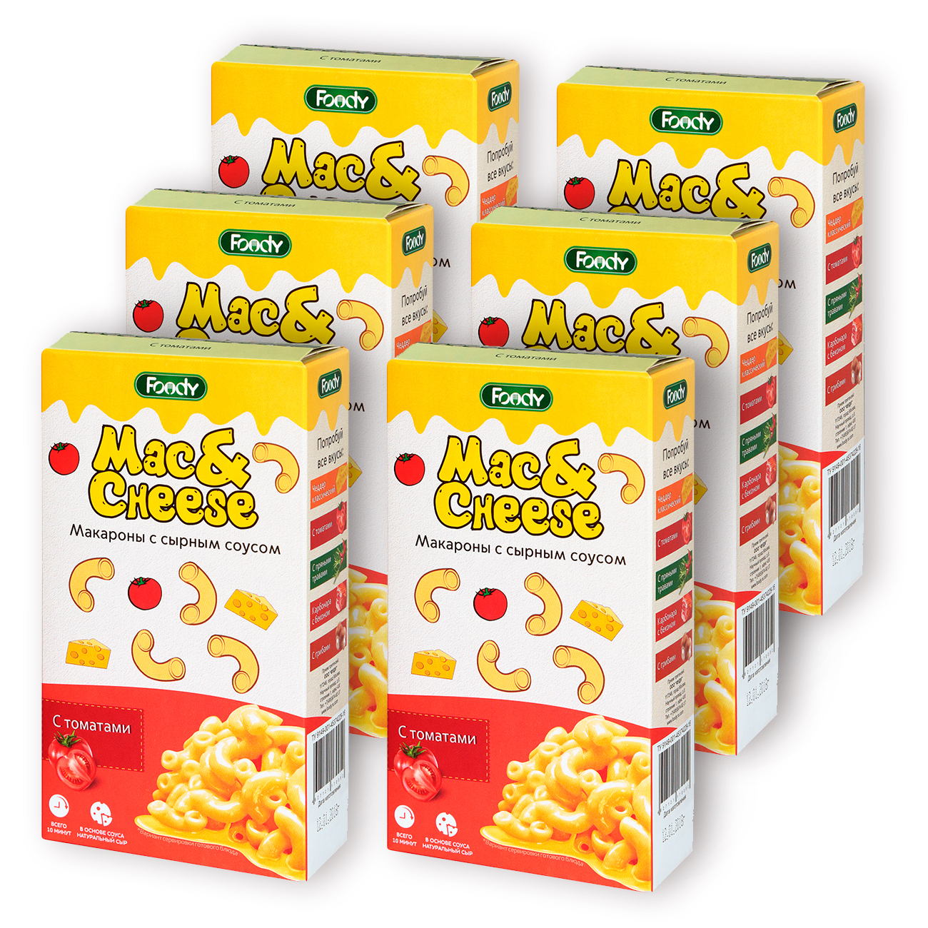 Foody Mac&Cheese С томатами макароны с сырным соусом, 143г х 6шт