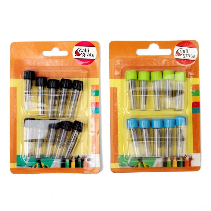 Грифели для циркуля, 10 футлярчиков, в 1 футлярчике 4 грифеля, в блистере