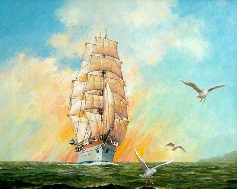 Картина по номерам корабль в море с парусами